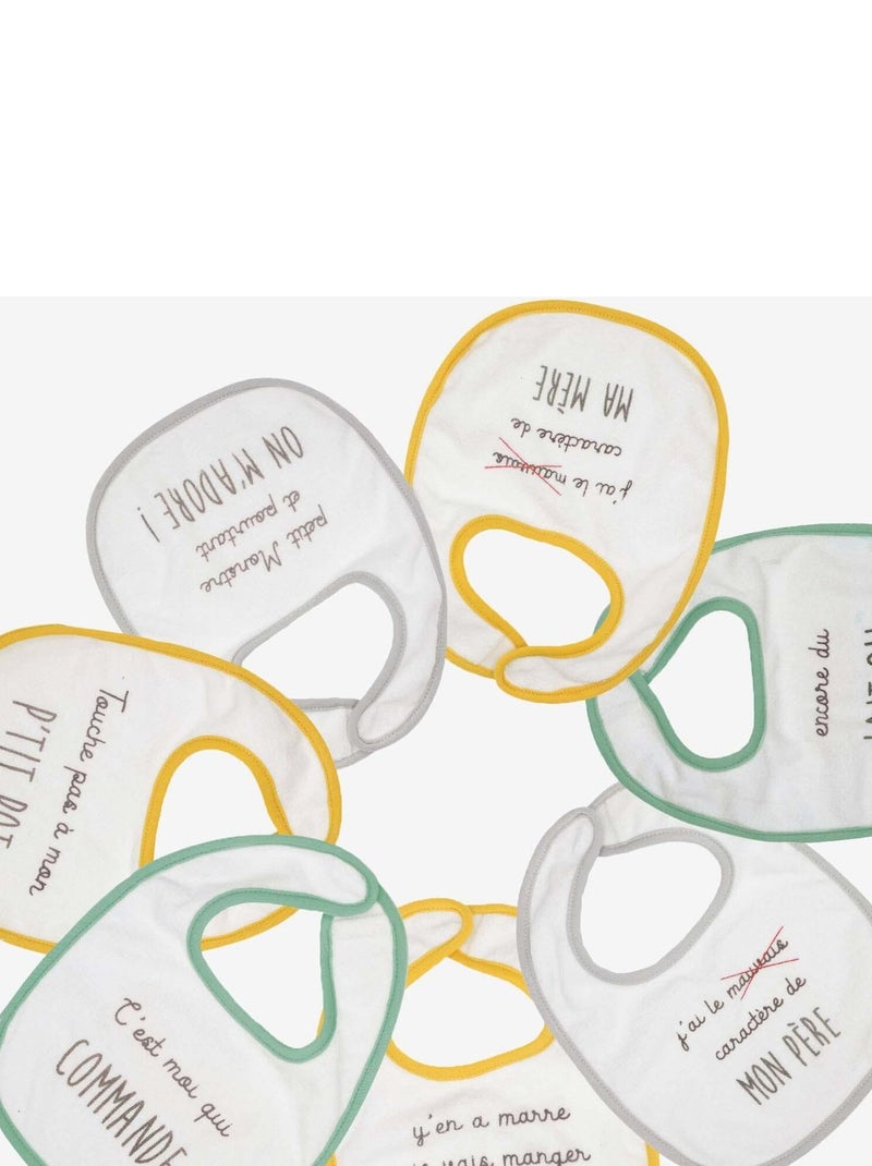 Lot de 7 bavoirs phrases rigolotes bébé Kinousses Blanc - Kiabi