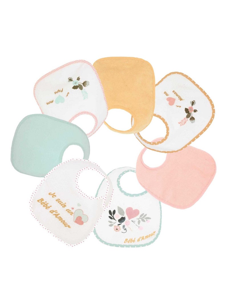 Lot de 7 bavoirs Rose - Kiabi