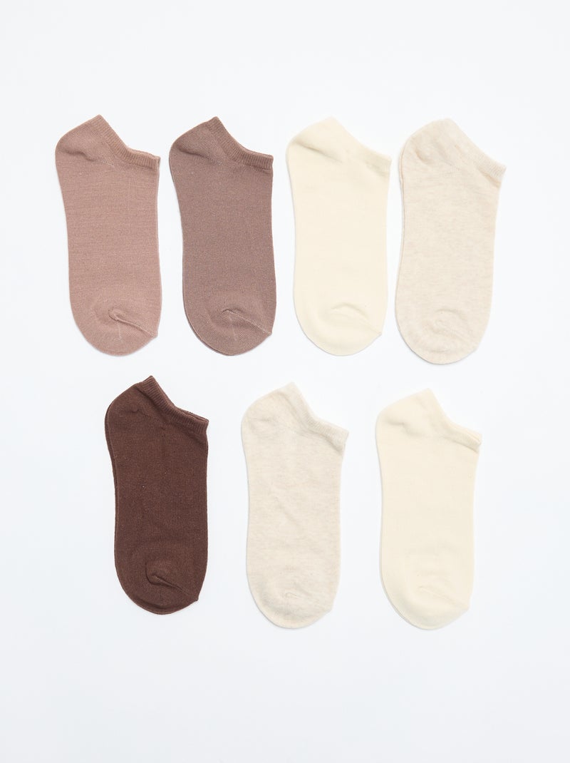 Lot de 7 chaussettes en coton invisibles pour femme Marron - Kiabi