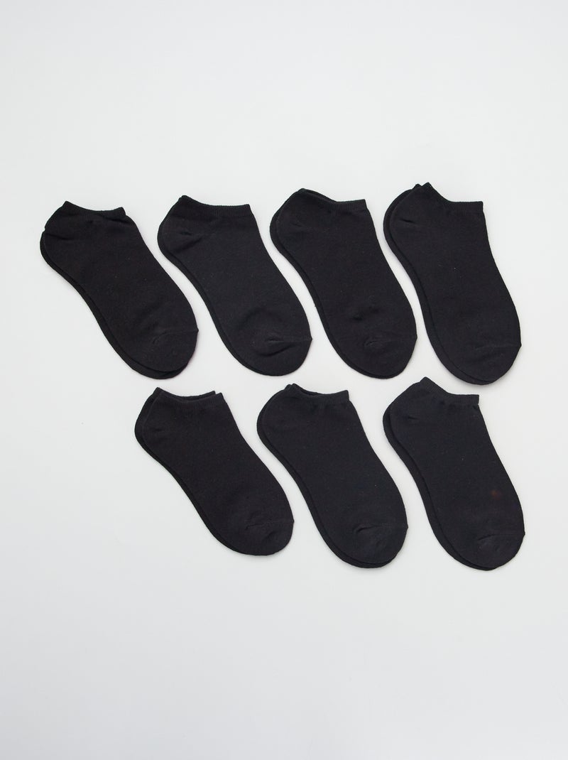 Lot de 7 chaussettes en coton invisibles pour femme Noir - Kiabi