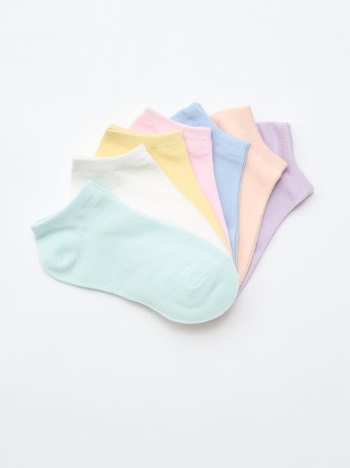 Lot de 7 chaussettes en coton invisibles pour femme - Kiabi Lot de 7 chaussettes en coton invisibles pour femme - Kiabi