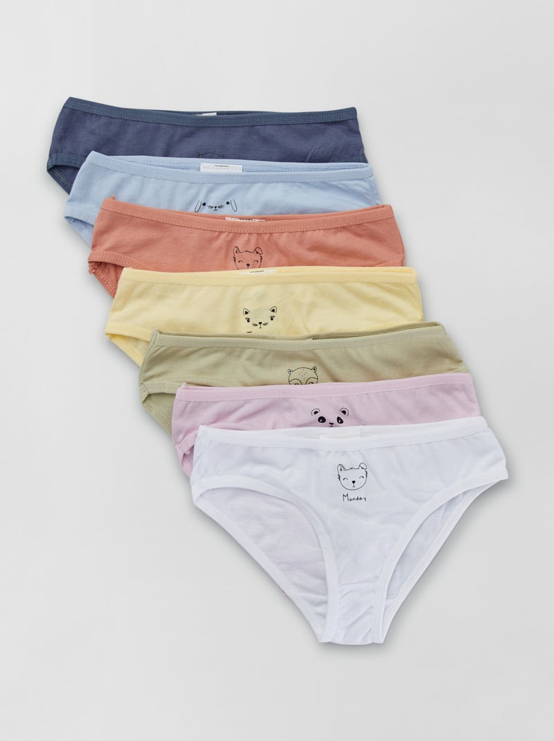 Lot de 7 culottes avec semainier Bleu - Kiabi