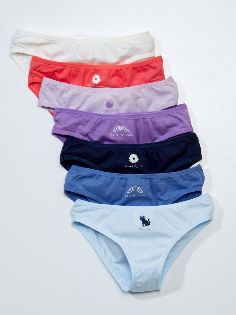 Lot de 7 culottes avec semainier Bleu - Kiabi