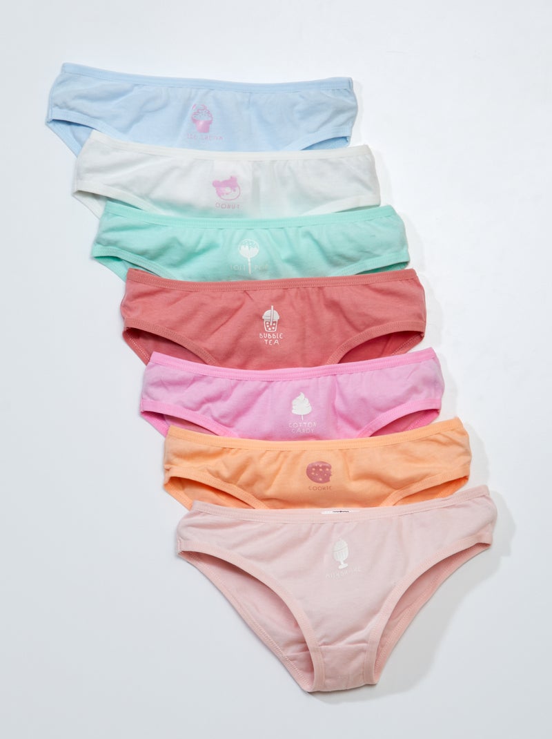 Lot de 7 culottes avec semainier Rose - Kiabi