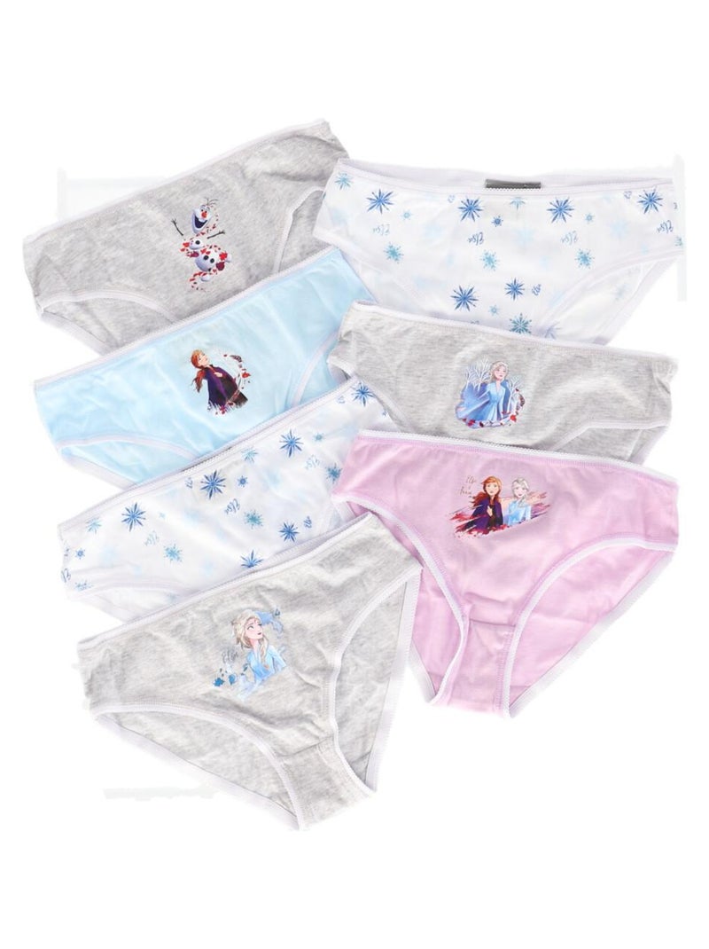 Lot de 7 culottes La Reine des Neiges Disney 10/11 ans - Fille - 100% Coton Bleu - Kiabi