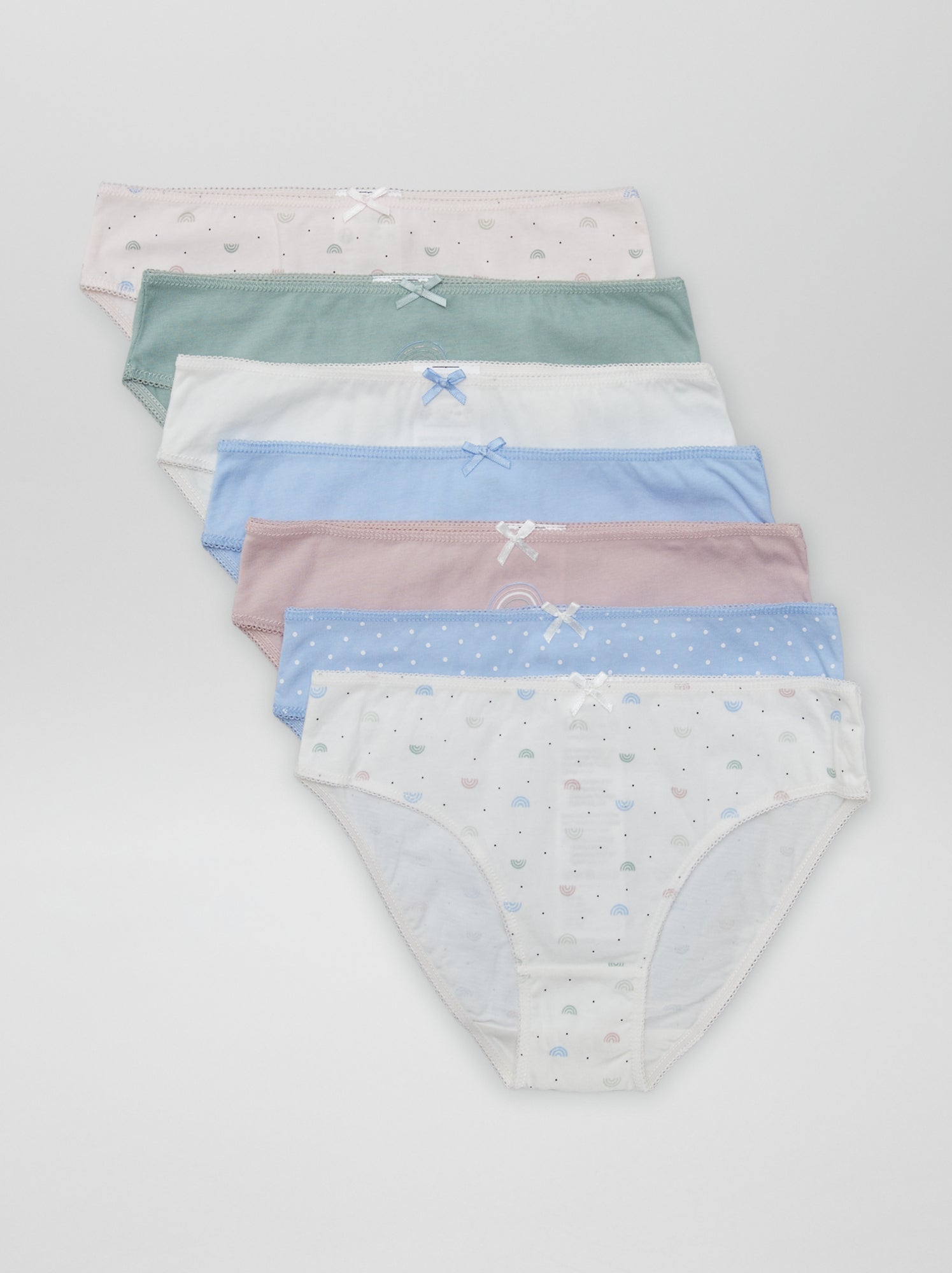 Lot De 7 Culottes Assorties Fille - Coton Bio, Imprimés Fleurs, Pois Et Glitter