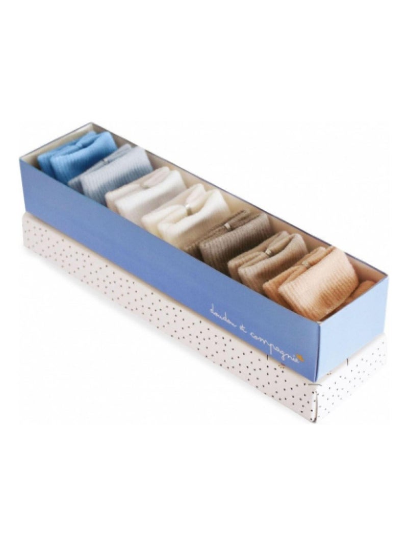 Lot de 7 paires de chaussettes bébé bleu et taupe (0-6mois) Bleu - Kiabi