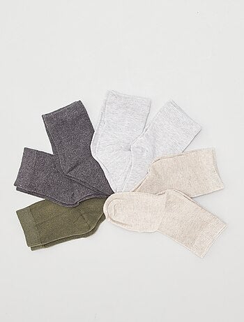 Chaussettes Garçons - coton 6 paires - treize - taille 35/38 - nuancé beige  / sans couture