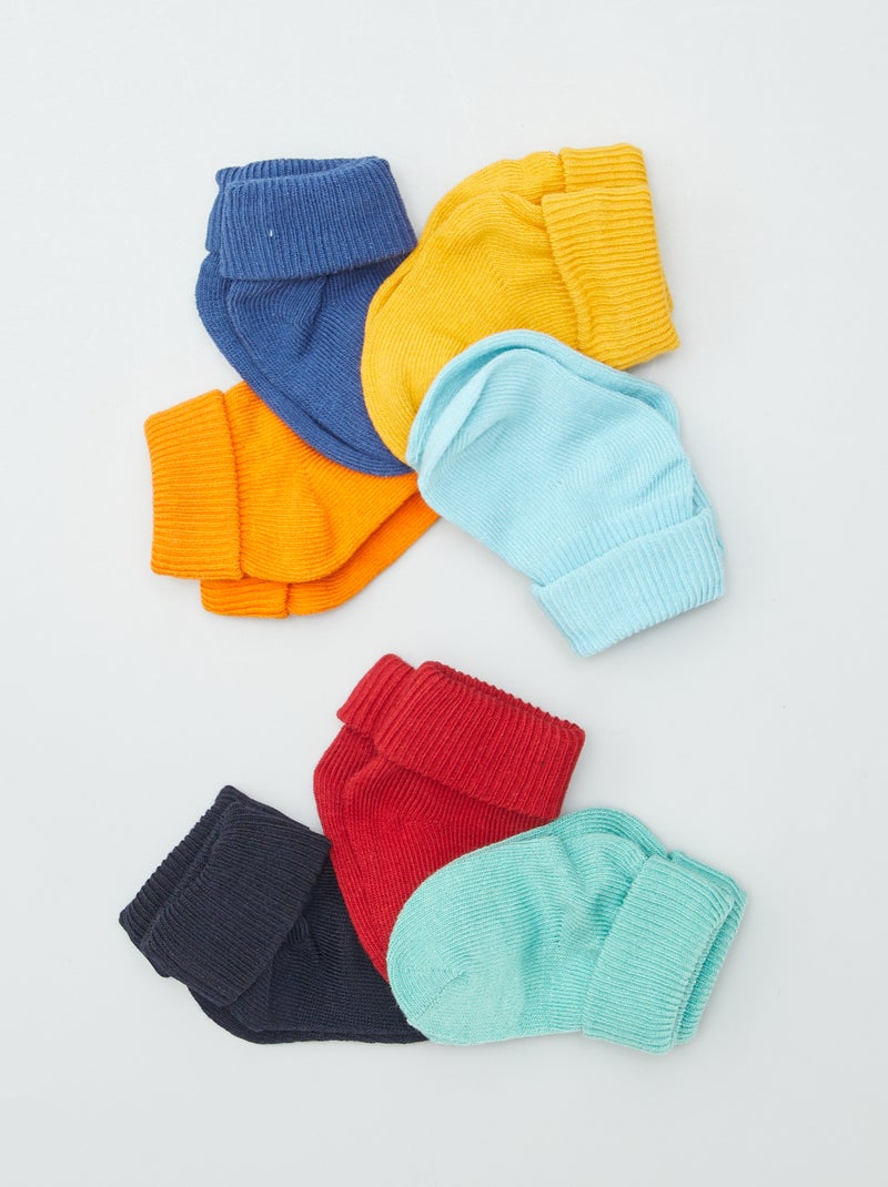 Lot de 7 paires de chaussettes côtelées Bleu - Kiabi