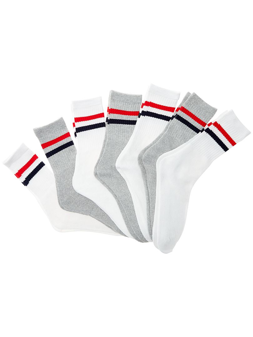 Lot de 5 à 70 paires de chaussettes tennis / sport Noir, Blanc, Gris ou  couleurs