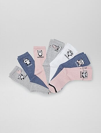 Lot de 2 paires de chaussettes maille chenille - rose/gris foncé - Kiabi -  5.00€