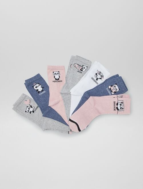 Lot de 7 paires de chaussettes imprimé 'panda' - Kiabi