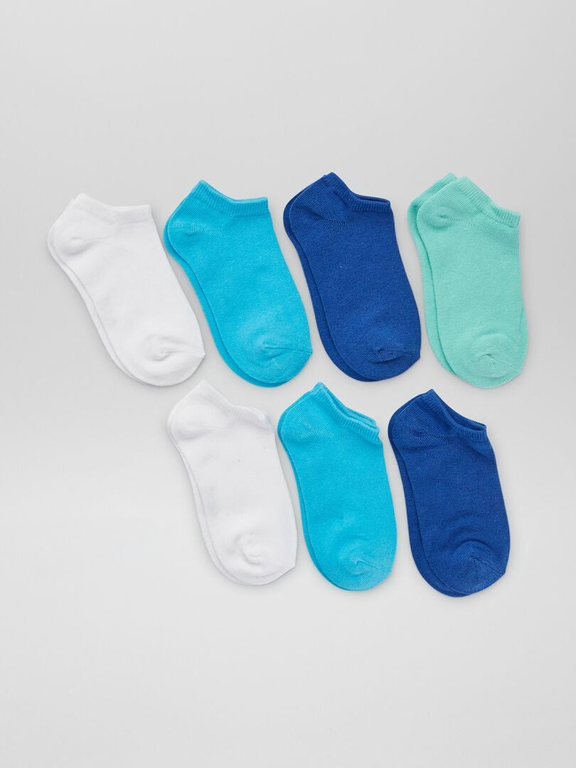 Lot de 7 paires de chaussettes invisibles Bleu - Kiabi