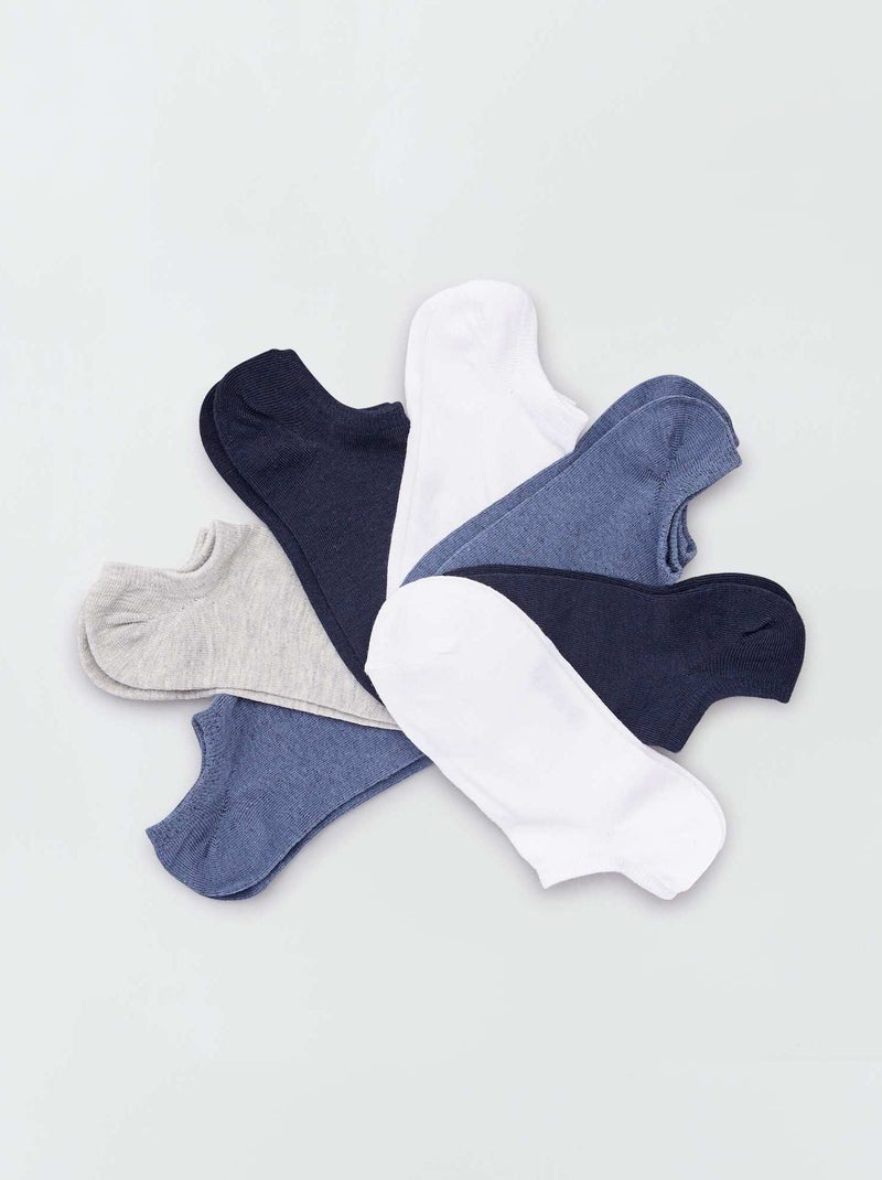 Lot de 7 paires de chaussettes invisibles bleu - Kiabi