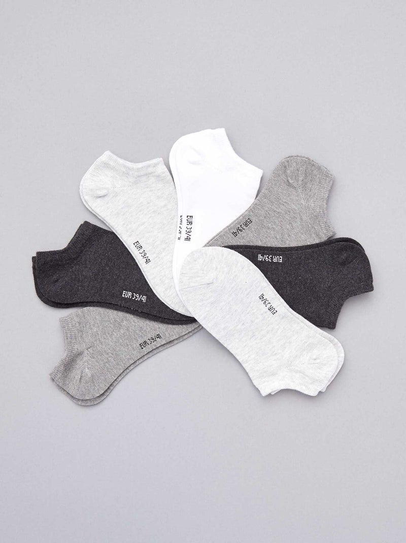 Lot de 7 paires de chaussettes invisibles gris blanc - Kiabi