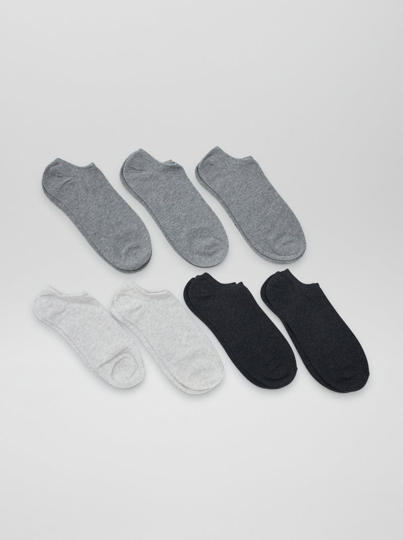 Lot de 7 paires de chaussettes invisibles gris - Kiabi
