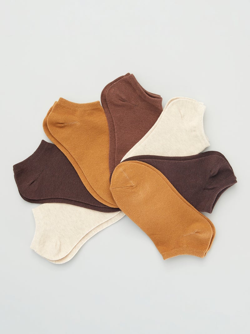 Lot de 7 paires de chaussettes invisibles Marron - Kiabi
