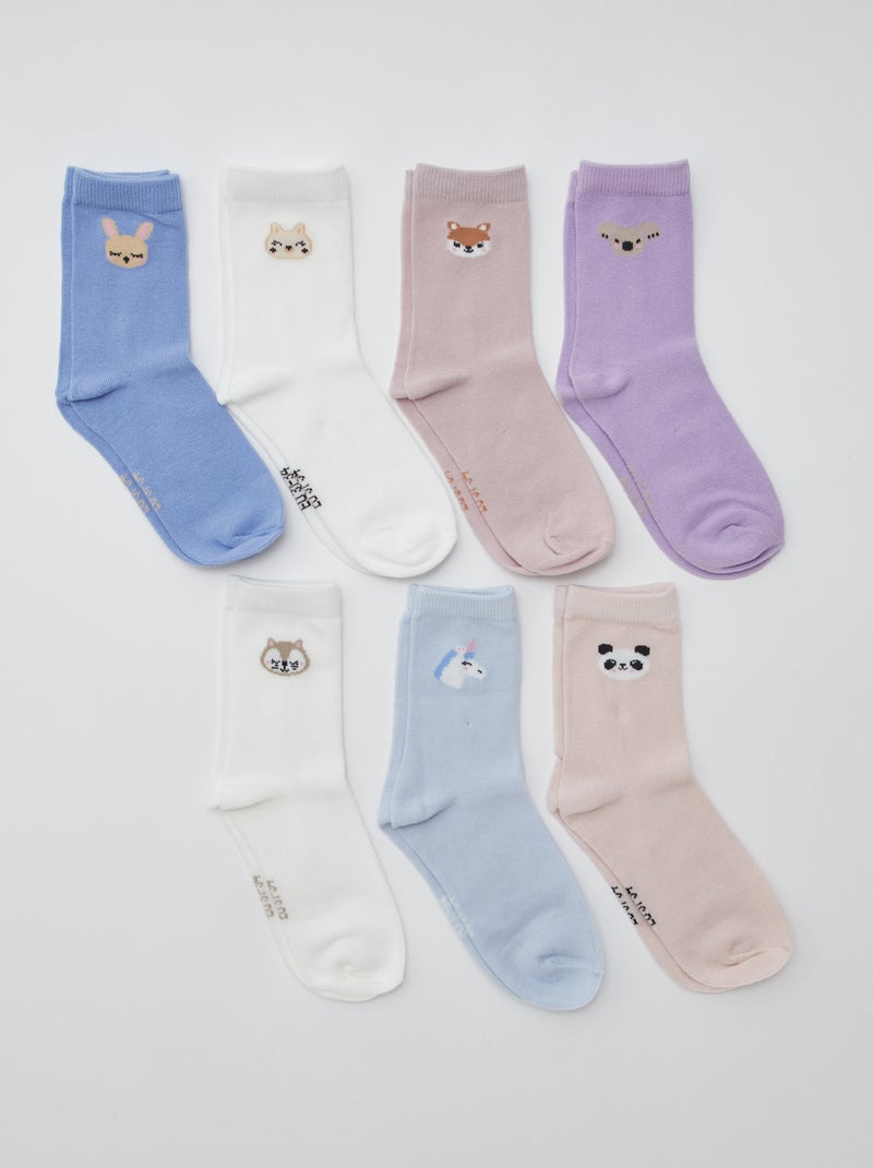 Lot de 7 paires de chaussettes mi-hauteur Bleu - Kiabi