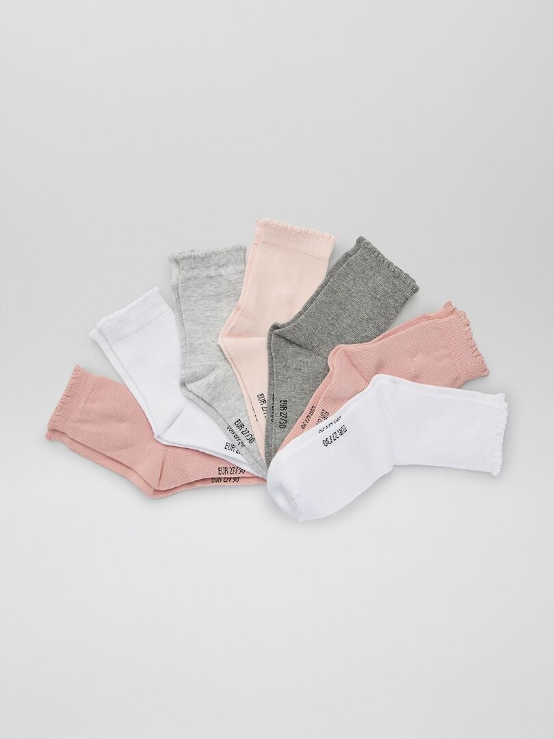 Lot de 7 paires de chaussettes rose/gris/blanc - Kiabi