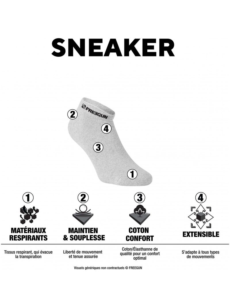 Lot de 7 Paires de Chaussettes Socquettes homme Freegun Noir - Kiabi