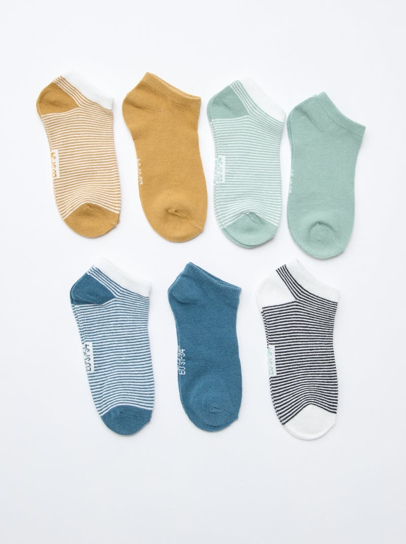 Lot de 7 paires de socquettes invisibles Bleu - Kiabi