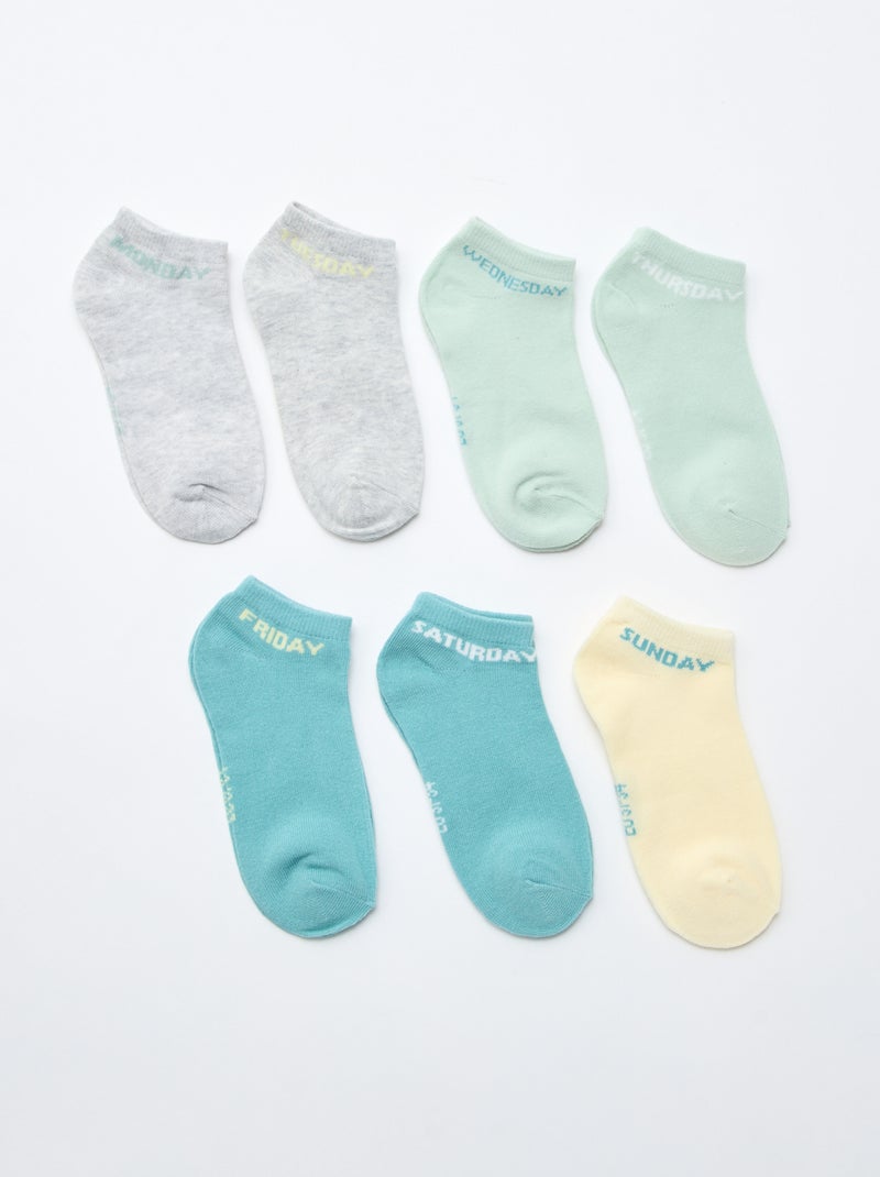 Lot de 7 paires de socquettes invisibles Bleu - Kiabi