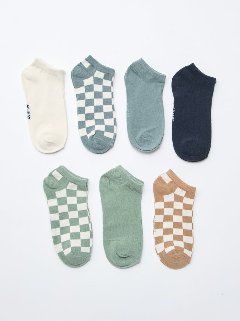 Lot de 7 paires de socquettes invisibles Kaki - Kiabi