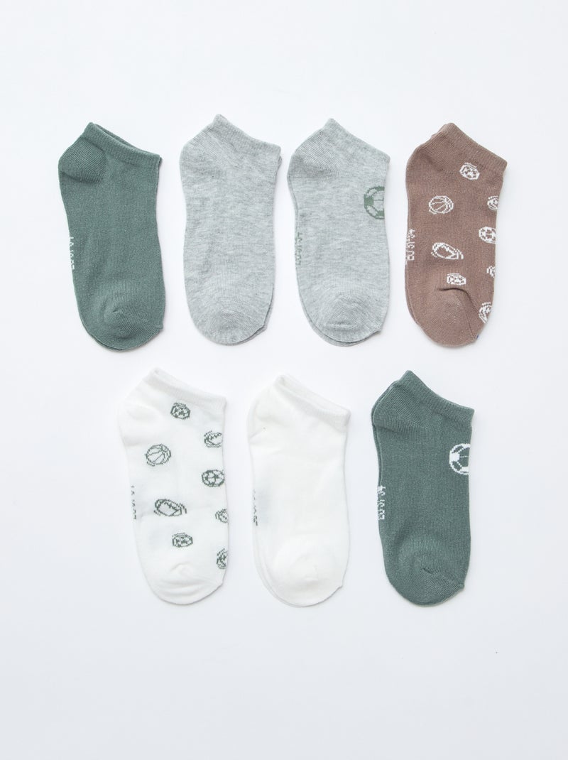 Lot de 7 paires de socquettes invisibles Marron - Kiabi
