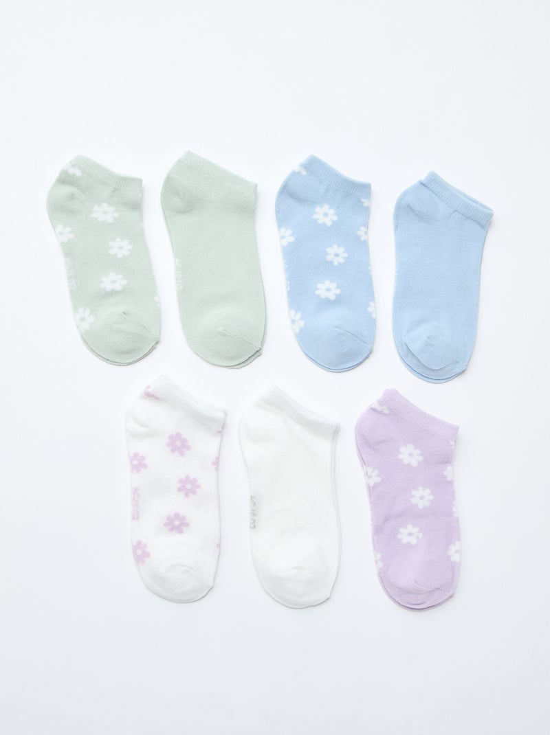 Lot de 7 paires de socquettes invisibles Vert - Kiabi
