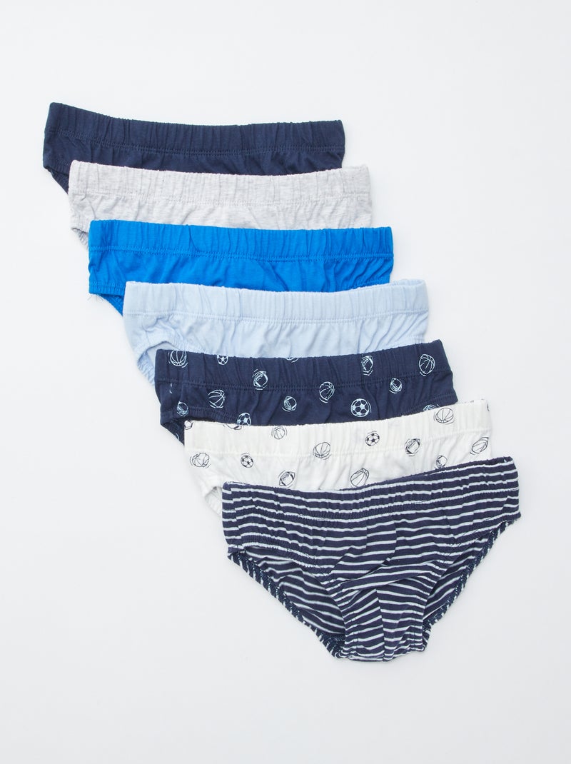 Lot de 7 slips à imprimés Bleu - Kiabi