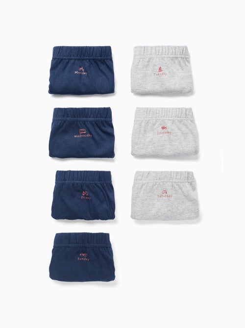 Lot de 7 Slips en Coton Jours de la Semaine - Kiabi