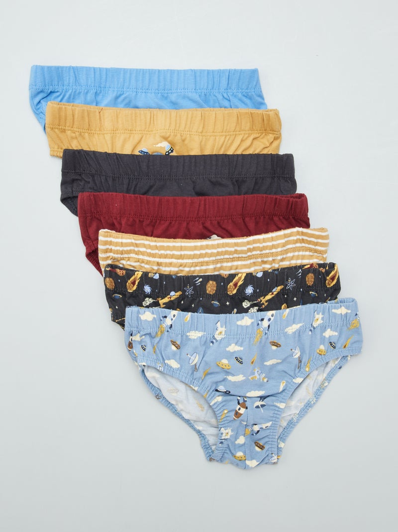 Lot de 7 slips imprimés Bleu/rouge/gris - Kiabi