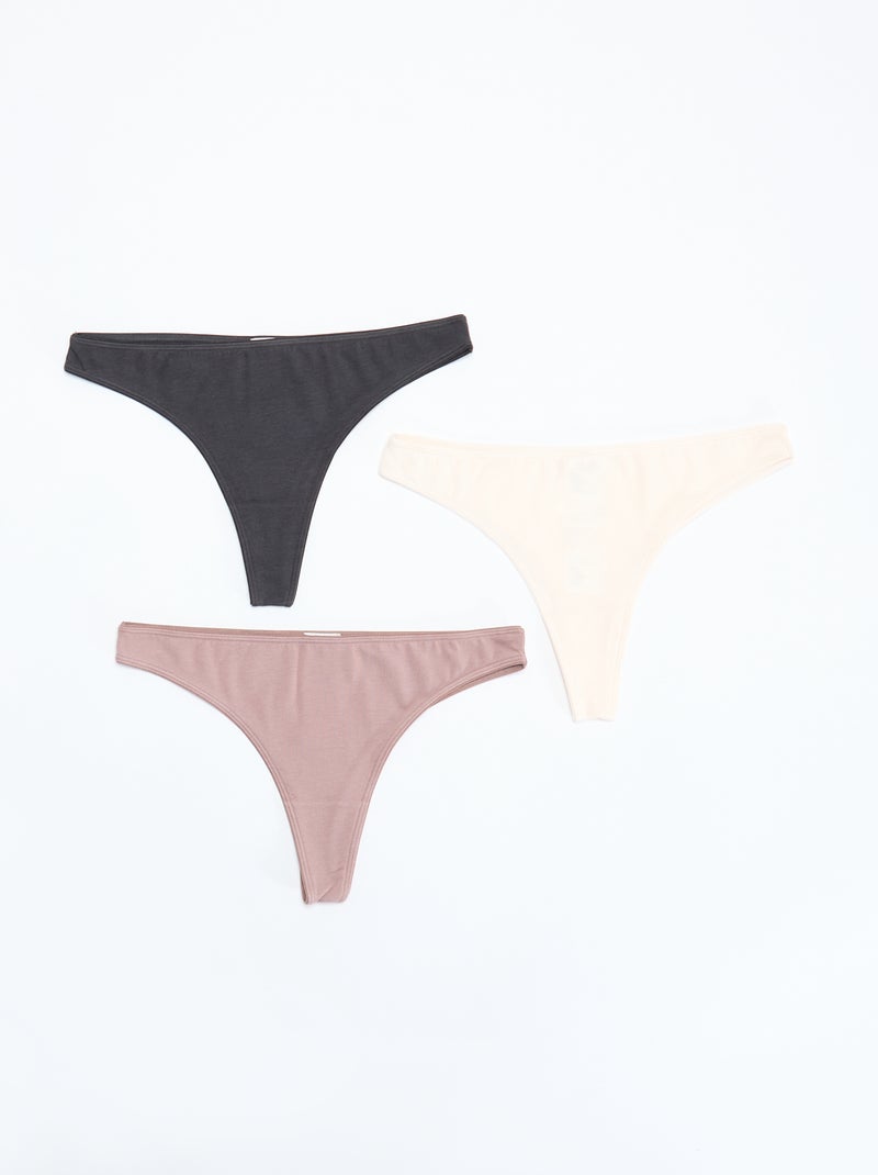 Lot de 7 tangas noirs Rose - Kiabi