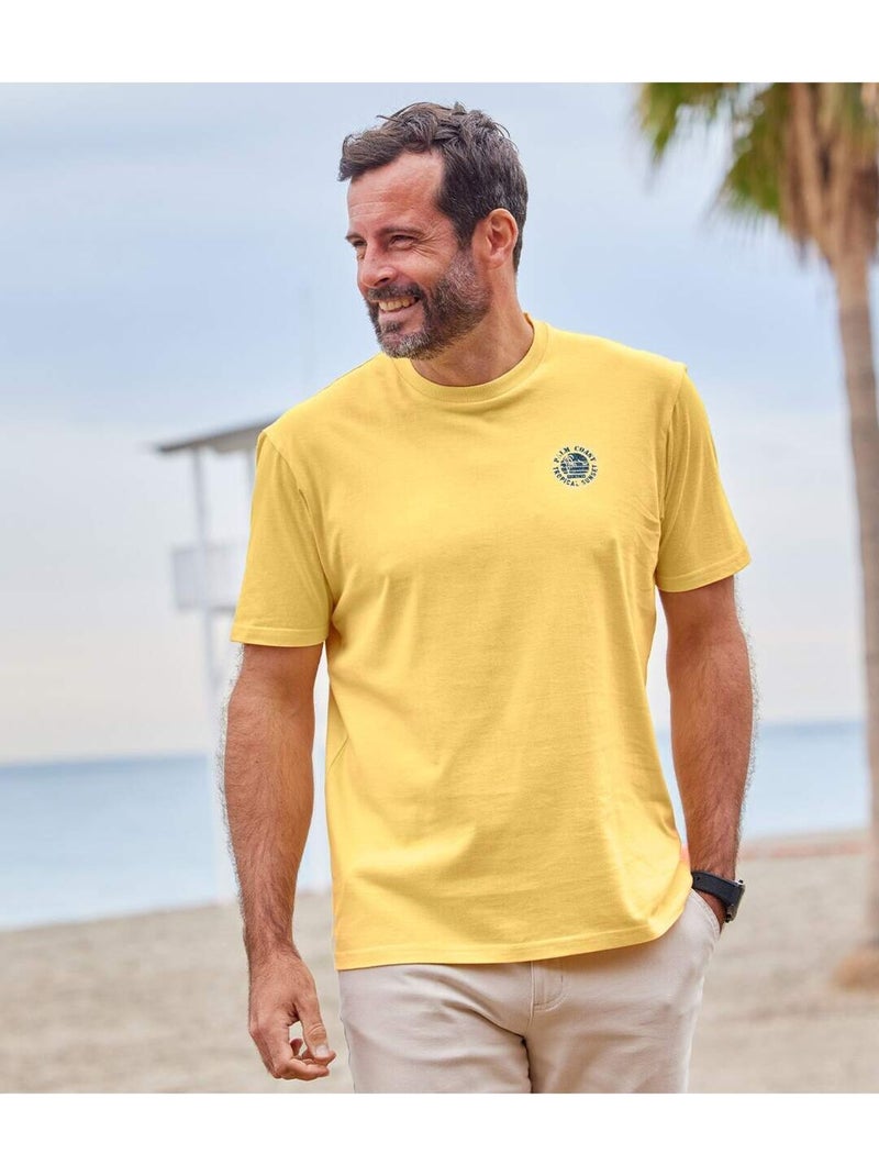 Lot de 7 Tee-Shirts Unis Palm Coast  - ATLAS FOR MEN Blanc Jaune Noir - Kiabi