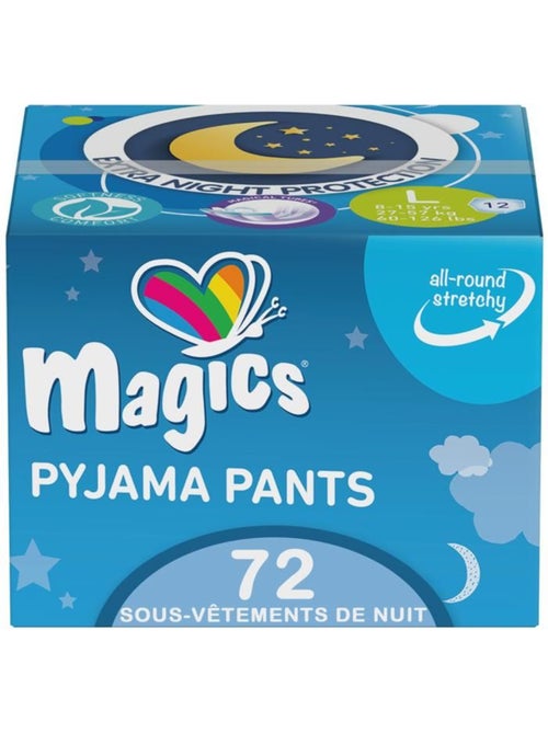 Lot de 72 couches-culottes de nuit absorbantes taille l 27-57 kg - magics - Kiabi Lot de 72 couches-culottes de nuit absorbantes taille l 27-57 kg - magics - Kiabi