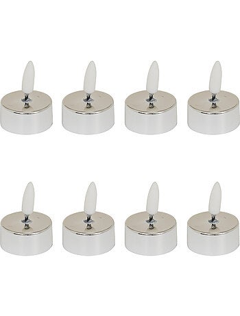 Lot de 8 bougies LED chauffe-plat métal