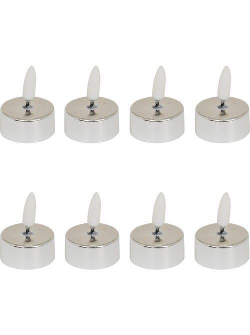 Lot de 8 bougies LED chauffe-plat métal - Kiabi