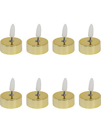 Lot de 8 bougies LED chauffe-plat métal