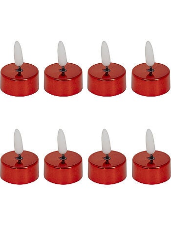 Lot de 8 bougies LED chauffe-plat métal