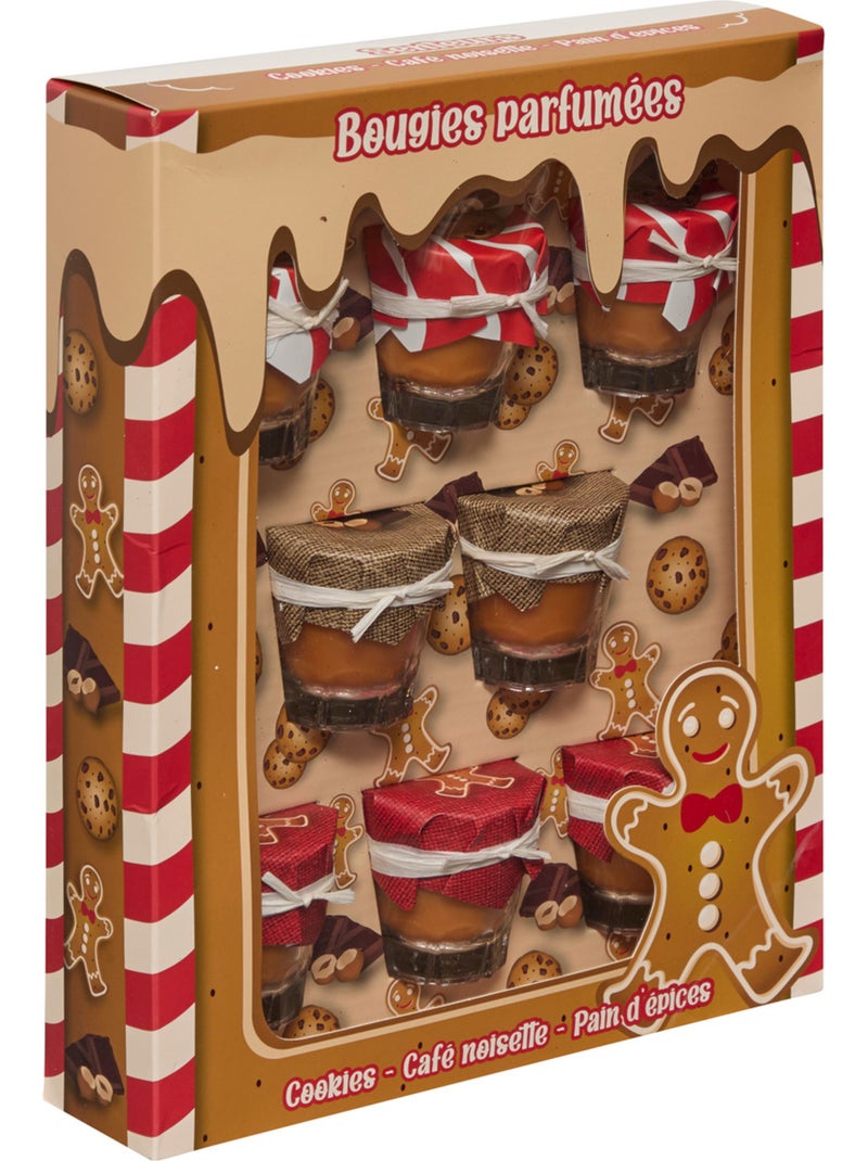 Lot de 8 bougies parfumées 320g Gourmandise Marron caramel - Kiabi