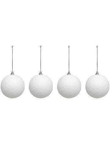 Lot de 8 boules de noël neige d.8 cm