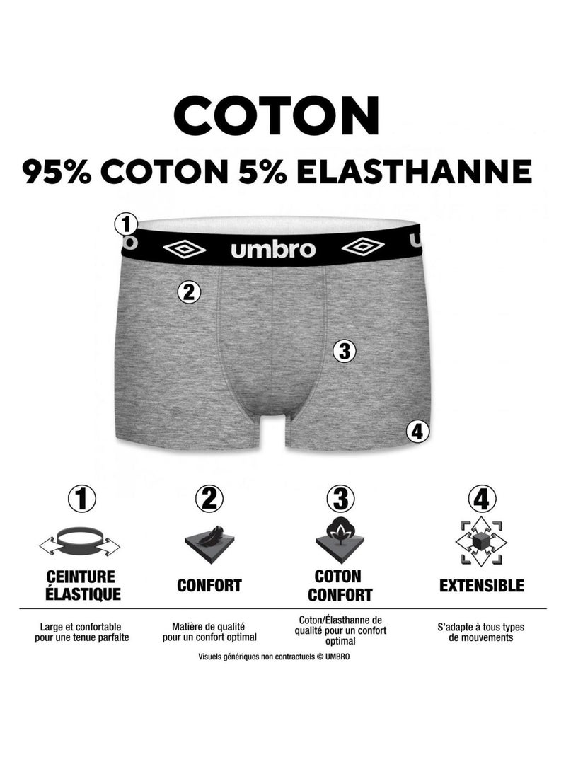 Lot de 8 Boxers coton homme Uni Umbro Noir - Kiabi