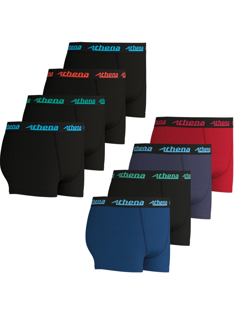 Lot de 8 boxers garçon My Petit Prix Athena Bleu Rouge Noir - Kiabi