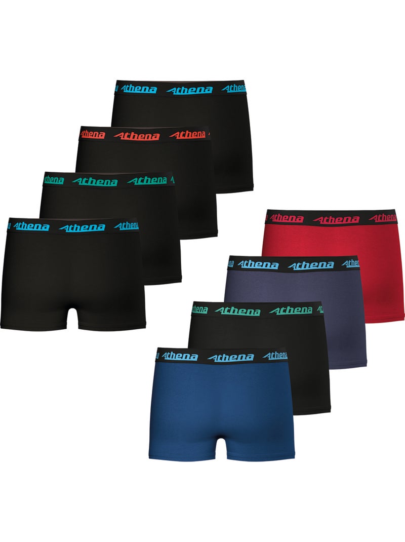 Lot de 8 boxers garçon My Petit Prix Athena Bleu Rouge Noir - Kiabi