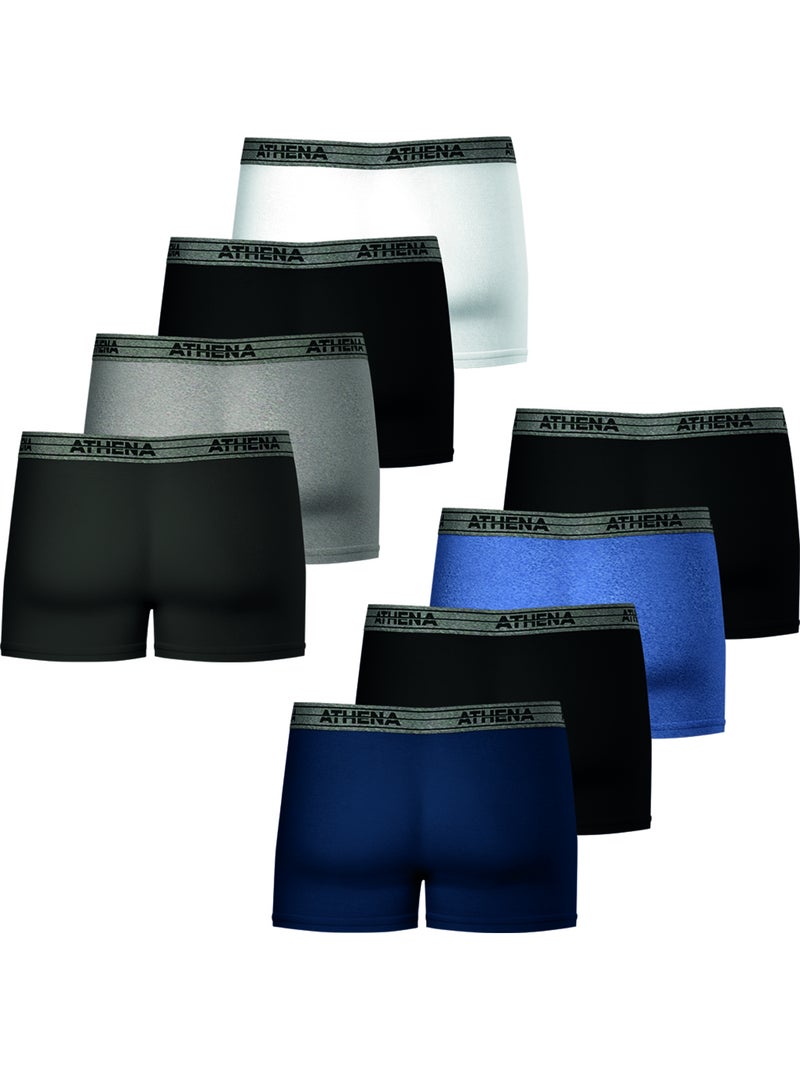 Lot de 8 boxers homme Basic Coton Athena Gris Bleu Noir - Kiabi