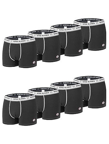 Lot de 8 boxers homme en coton Noir Serge Blanco
