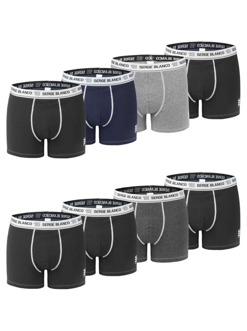 Lot de 8 boxers homme en coton Serge Blanco Gris - Kiabi