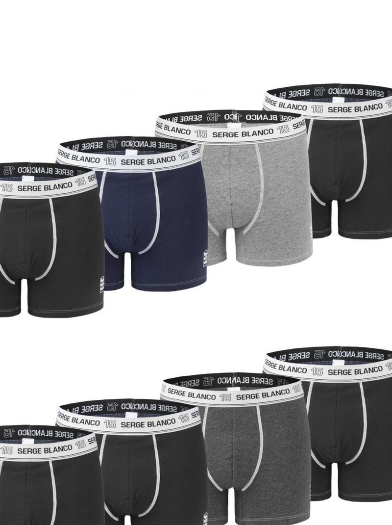 Lot de 8 boxers homme en coton Serge Blanco Noir - Kiabi