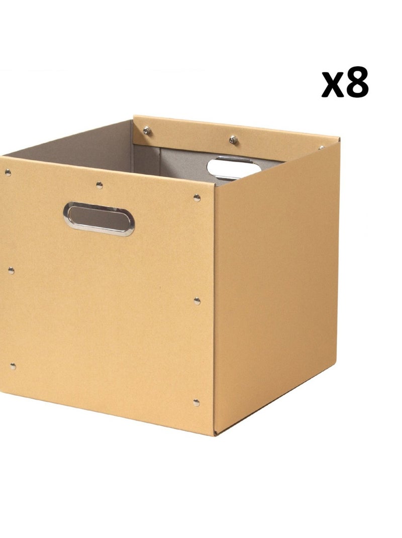 Lot De 8 Cubes De Rangement En Kraft - 28x28x27cm Beige - Kiabi
