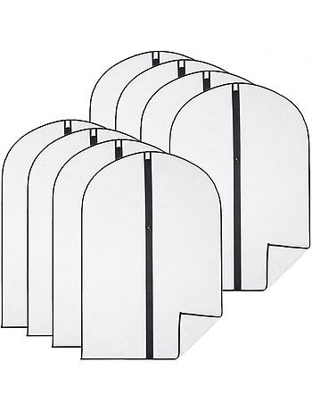Lot de 8 housses pour vêtements à suspendre avec zip - 60 x 100 cm - Vivezen
